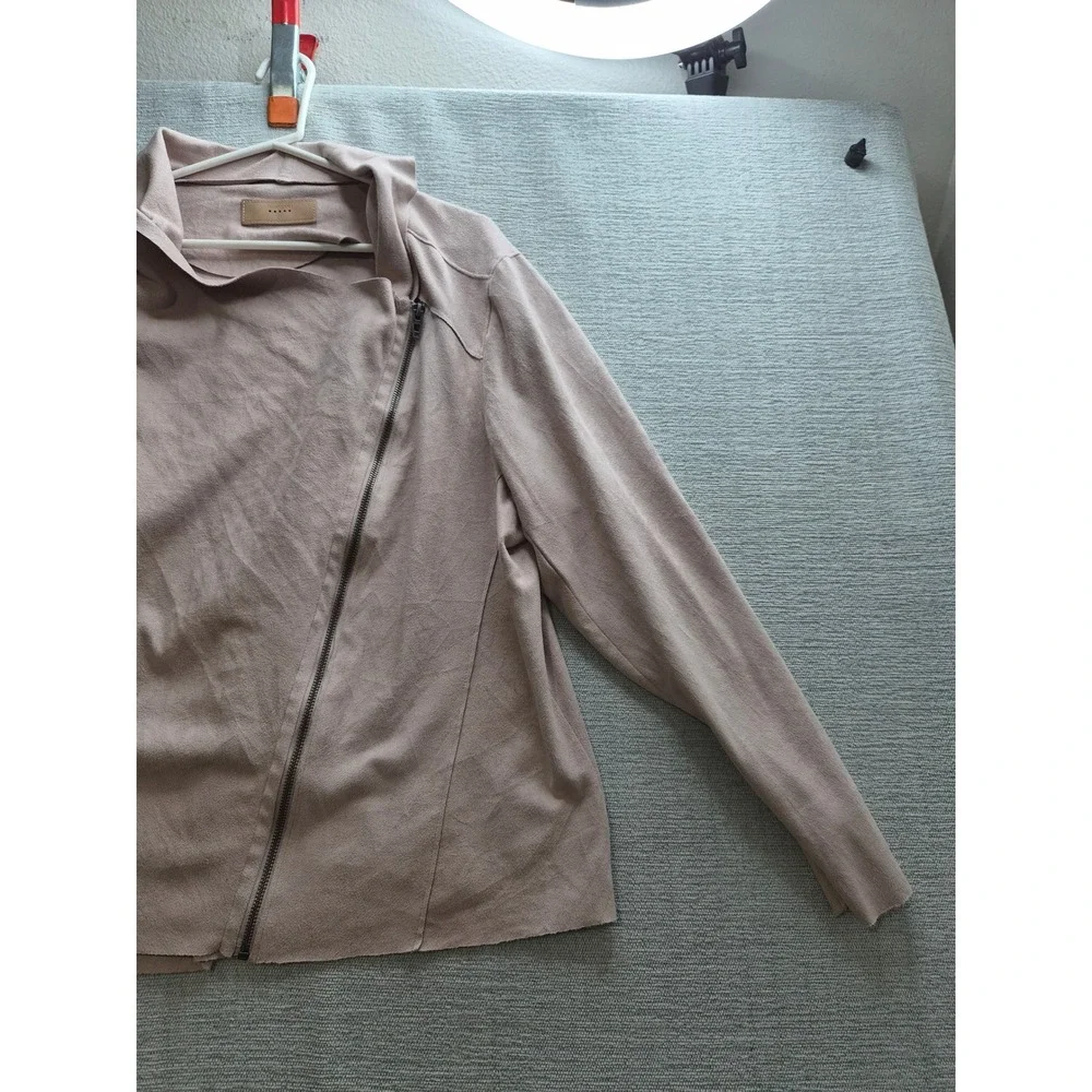 BlankNYC Asymmetrical Faux Suede Drape Front Jacket Womens 3X Pink Full Zip